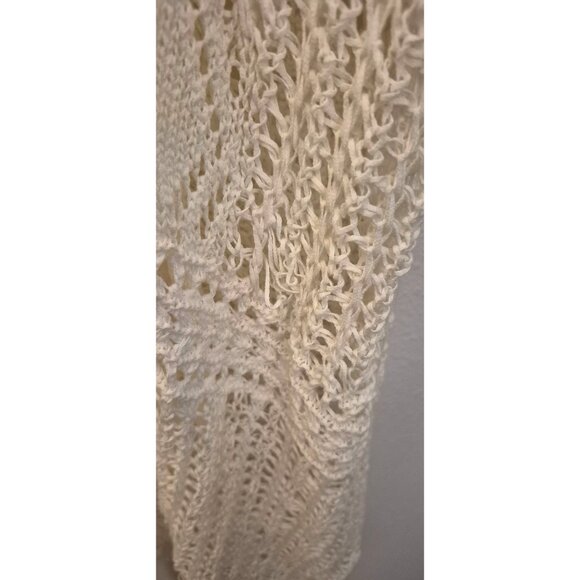 J. Jill White Crochet Cotton Knit Open Front  Over Size Cardigan Kimono Sz M/L - Picture 11 of 12